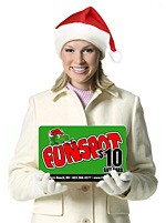 Woman Holding Funspot Gift Card