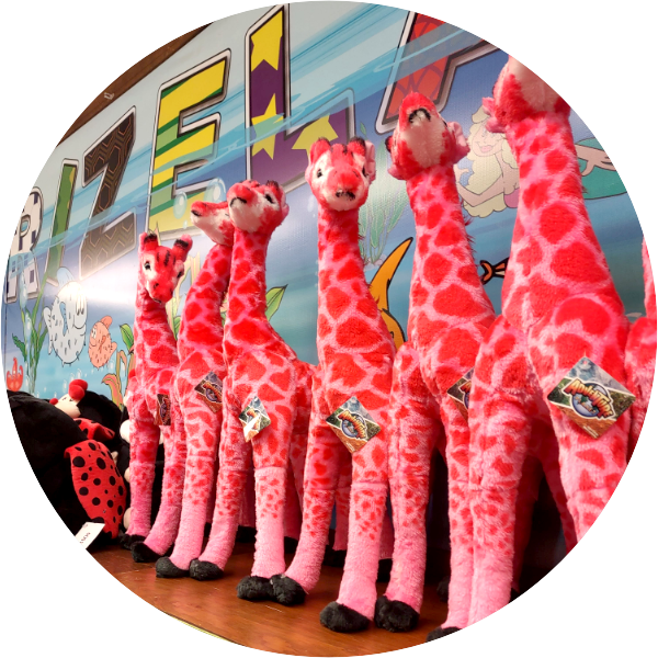 stuffed animal prizes at funspot